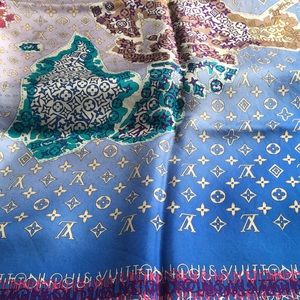 Authentic Louis Vuitton monogram map scarf